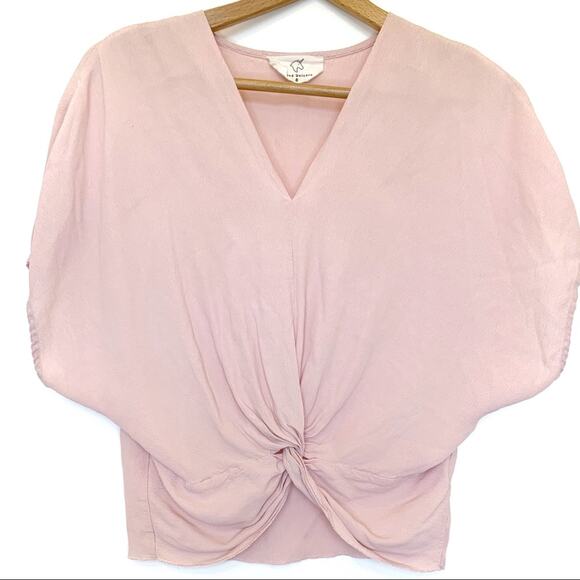 Hyped Unicorn Blouse Sz S Women's Twist Front Dolman Short Sleeve Blush Pink - Picture 1 of 7